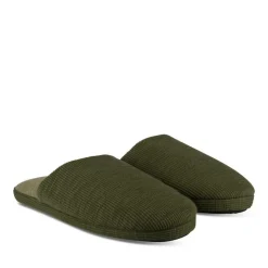 Chaussons VERT Homme Motif Uni A Enfiler