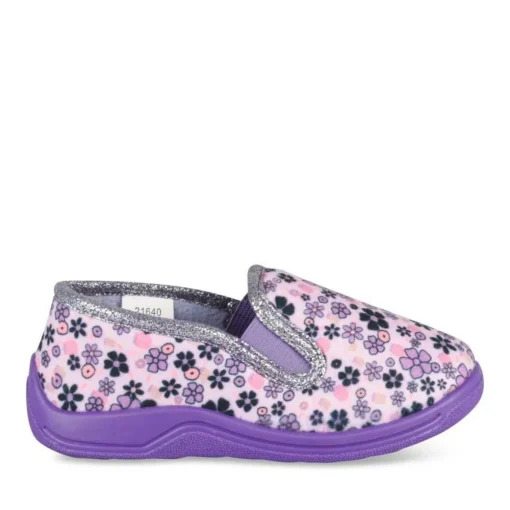 Chaussons VIOLET Fille Motif Fleuri A Enfiler