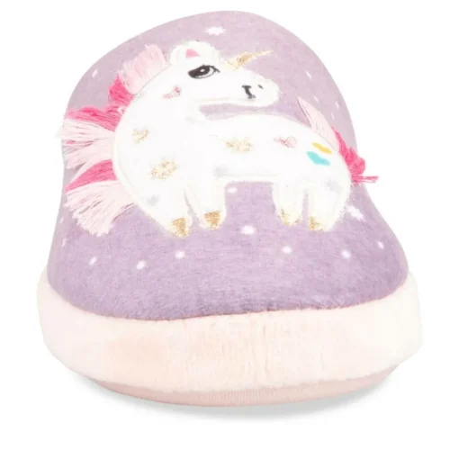 Chaussons VIOLET Fille Motif Licorne A Enfiler
