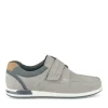 Chaussures Bateau Confort GRIS Homme CUIR Motif Uni Scratch