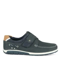 Chaussures Bateau Confort MARINE Homme CUIR Motif Uni Scratch