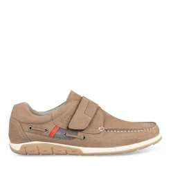 Chaussures Bateau Confort TAUPE Homme CUIR Scratch