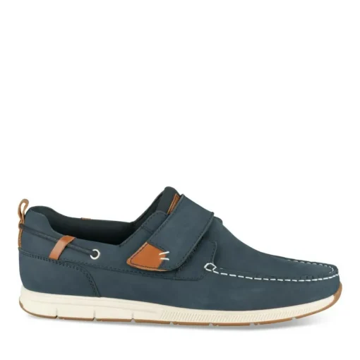 Chaussures Bateau Confort MARINE Homme CUIR Motif Uni Scratch