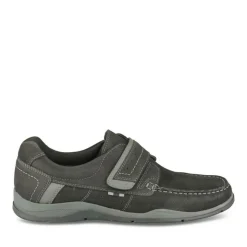 Chaussures Bateau Confort NOIR Homme CUIR Motif Uni Scratch