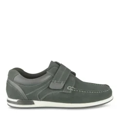 Chaussures Bateau Confort NOIR Homme CUIR Motif Uni Scratch
