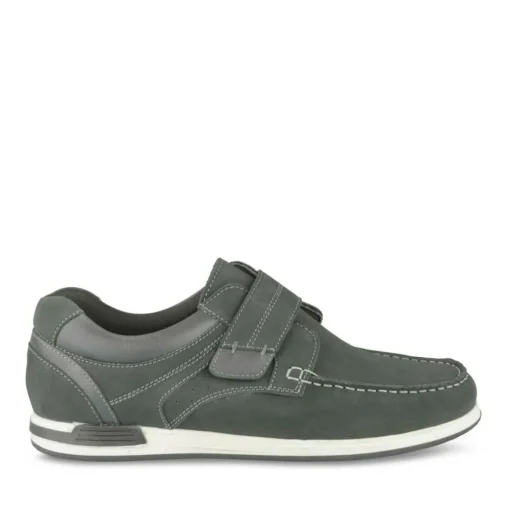 Chaussures Bateau Confort NOIR Homme CUIR Motif Uni Scratch