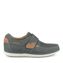 Chaussures Bateau Confort MARINE Homme CUIR Motif Uni Scratch