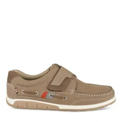 Chaussures Bateau Confort BEIGE Homme CUIR Motif Uni Scratch