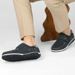 Chaussures Bateau Confort MARINE Homme CUIR Motif Uni Scratch
