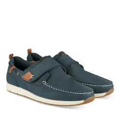 Chaussures Bateau Confort MARINE Homme CUIR Motif Uni Scratch
