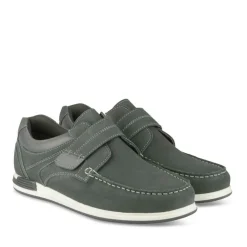 Chaussures Bateau Confort NOIR Homme CUIR Motif Uni Scratch