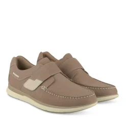 Chaussures Bateau Confort BEIGE Homme CUIR Motif Uni Scratch