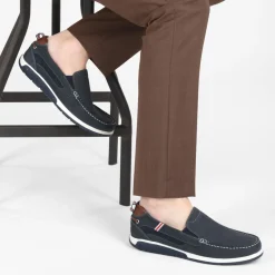 Chaussures Bateau Confort MARINE Homme CUIR Motif Uni A Enfiler