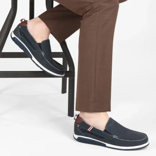 Chaussures Bateau Confort MARINE Homme CUIR Motif Uni A Enfiler