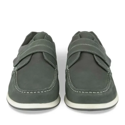 Chaussures Bateau Confort NOIR Homme CUIR Motif Uni Scratch