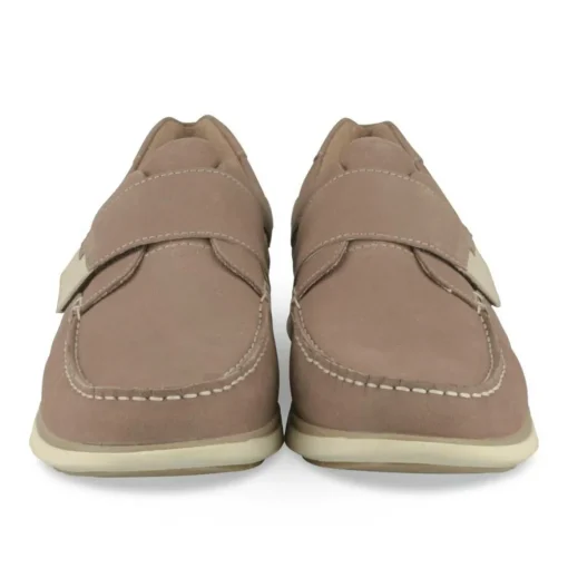 Chaussures Bateau Confort BEIGE Homme CUIR Motif Uni Scratch