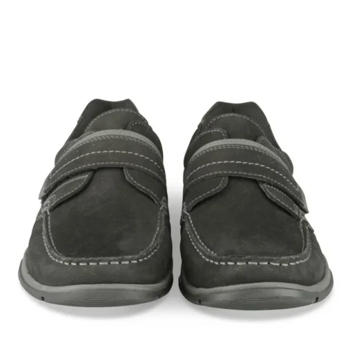 Chaussures Bateau Confort NOIR Homme CUIR Motif Uni Scratch