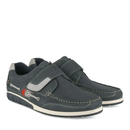 Chaussures Bateau Confort MARINE Homme CUIR Motif Uni Scratch