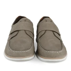 Chaussures Bateau Confort TAUPE Homme CUIR Motif Uni Scratch