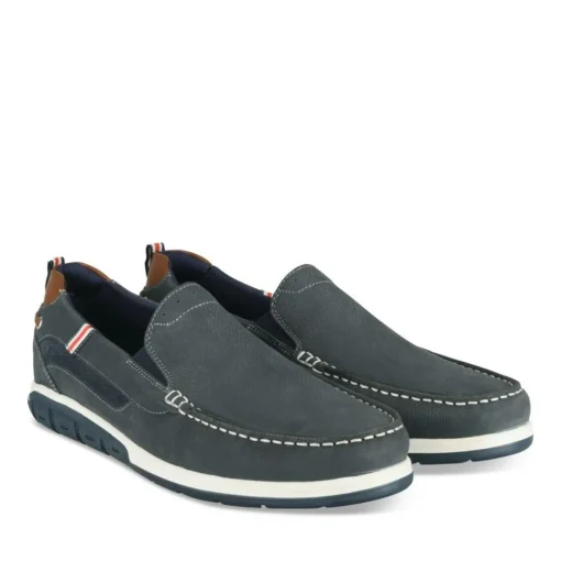 Chaussures Bateau Confort MARINE Homme CUIR Motif Uni A Enfiler