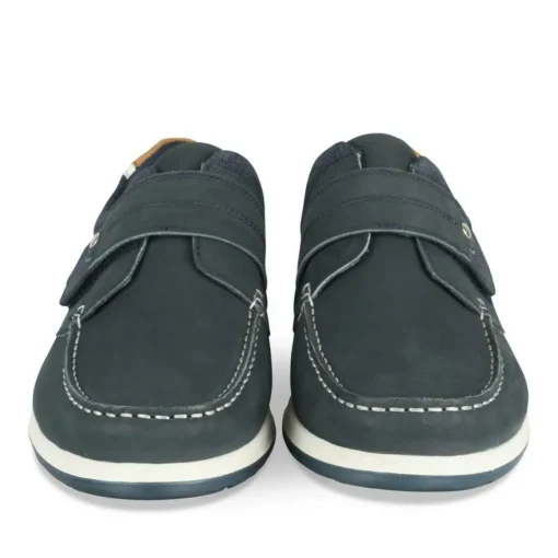 Chaussures Bateau Confort MARINE Homme CUIR Motif Uni Scratch
