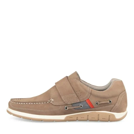 Chaussures Bateau Confort TAUPE Homme CUIR Scratch