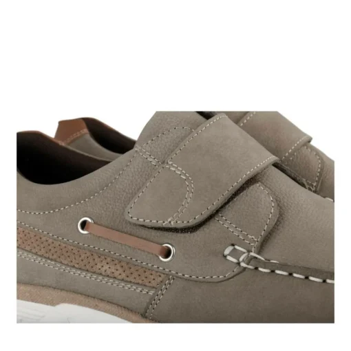 Chaussures Bateau Confort TAUPE Homme CUIR Motif Uni Scratch