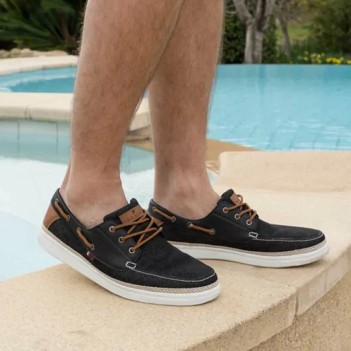 Chaussures Bateau NOIR Homme Motif Uni Lacets