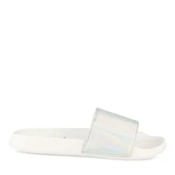 Claquettes ARGENT Femme Motif Uni A Enfiler