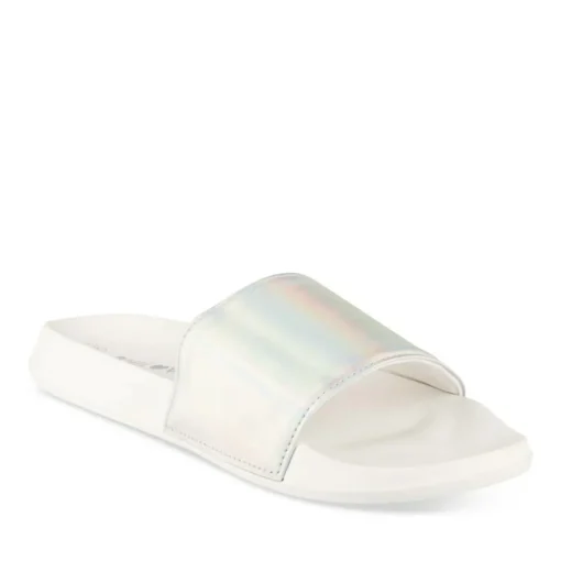 Claquettes ARGENT Femme Motif Uni A Enfiler
