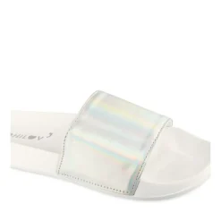 Claquettes ARGENT Femme Motif Uni A Enfiler