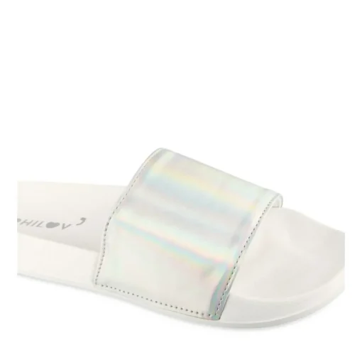 Claquettes ARGENT Femme Motif Uni A Enfiler