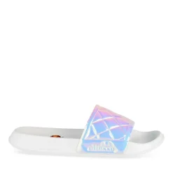 Claquettes BLANC Femme Motif Iridescent A Enfiler