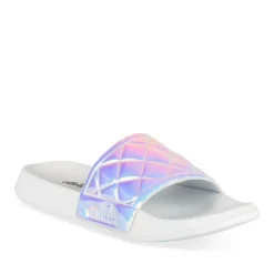 Claquettes BLANC Femme Motif Iridescent A Enfiler