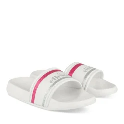 Claquettes BLANC Femme Motif Paillettes A Enfiler