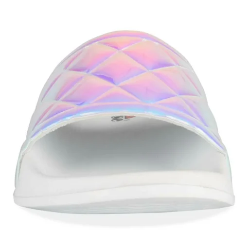 Claquettes BLANC Femme Motif Iridescent A Enfiler