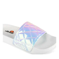 Claquettes BLANC Femme Motif Iridescent A Enfiler