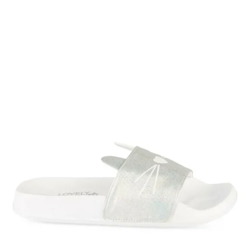 Claquettes BLANC Fille Motif Uni A Enfiler
