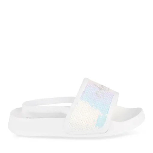 Claquettes BLANC Fille Motif Uni A Enfiler