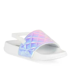 Claquettes BLANC Fille Motif Iridescent Elastique
