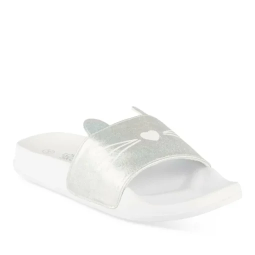 Claquettes BLANC Fille Motif Uni A Enfiler