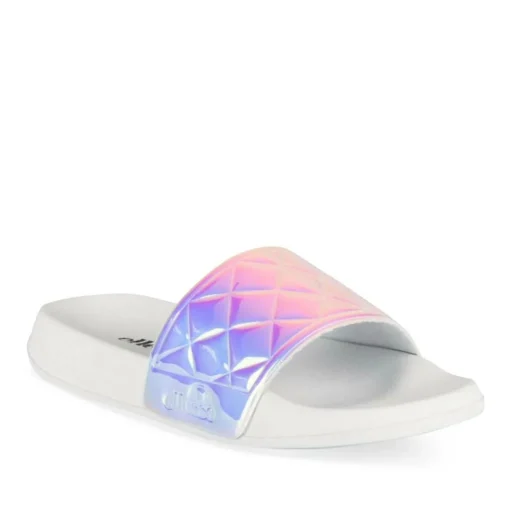 Claquettes BLANC Fille Motif Iridescent A Enfiler