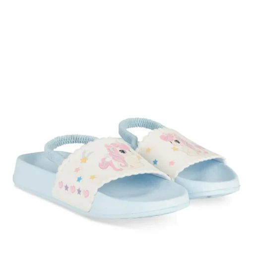 Claquettes BLEU Fille Motif Licorne A Enfiler