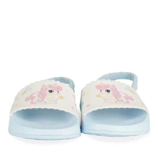 Claquettes BLEU Fille Motif Licorne A Enfiler