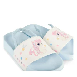 Claquettes BLEU Fille Motif Licorne A Enfiler
