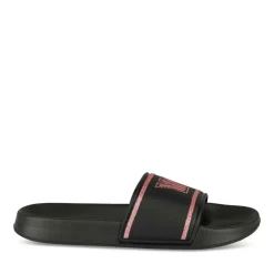 Claquettes NOIR Femme Motif Uni A Enfiler