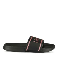 Claquettes NOIR Femme Motif Uni A Enfiler