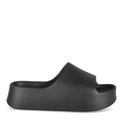 Claquettes NOIR Femme Motif Uni A Enfiler