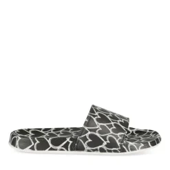 Claquettes NOIR Femme Motif Coeurs A Enfiler