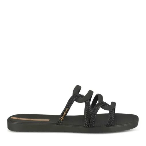 Claquettes NOIR Femme Motif Uni A Enfiler